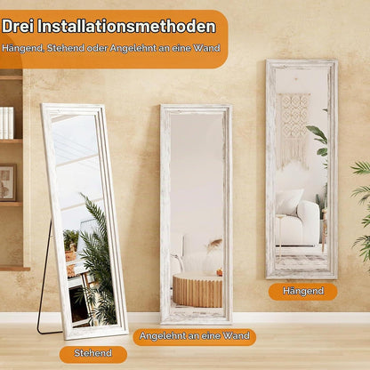 Großer Ganzkörperspiegel Holzweiß 165x56cm – Wand & Standspiegel