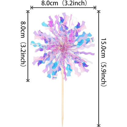 Feuerwerk Cupcake Toppers - 30 Stück Lila Partydeko