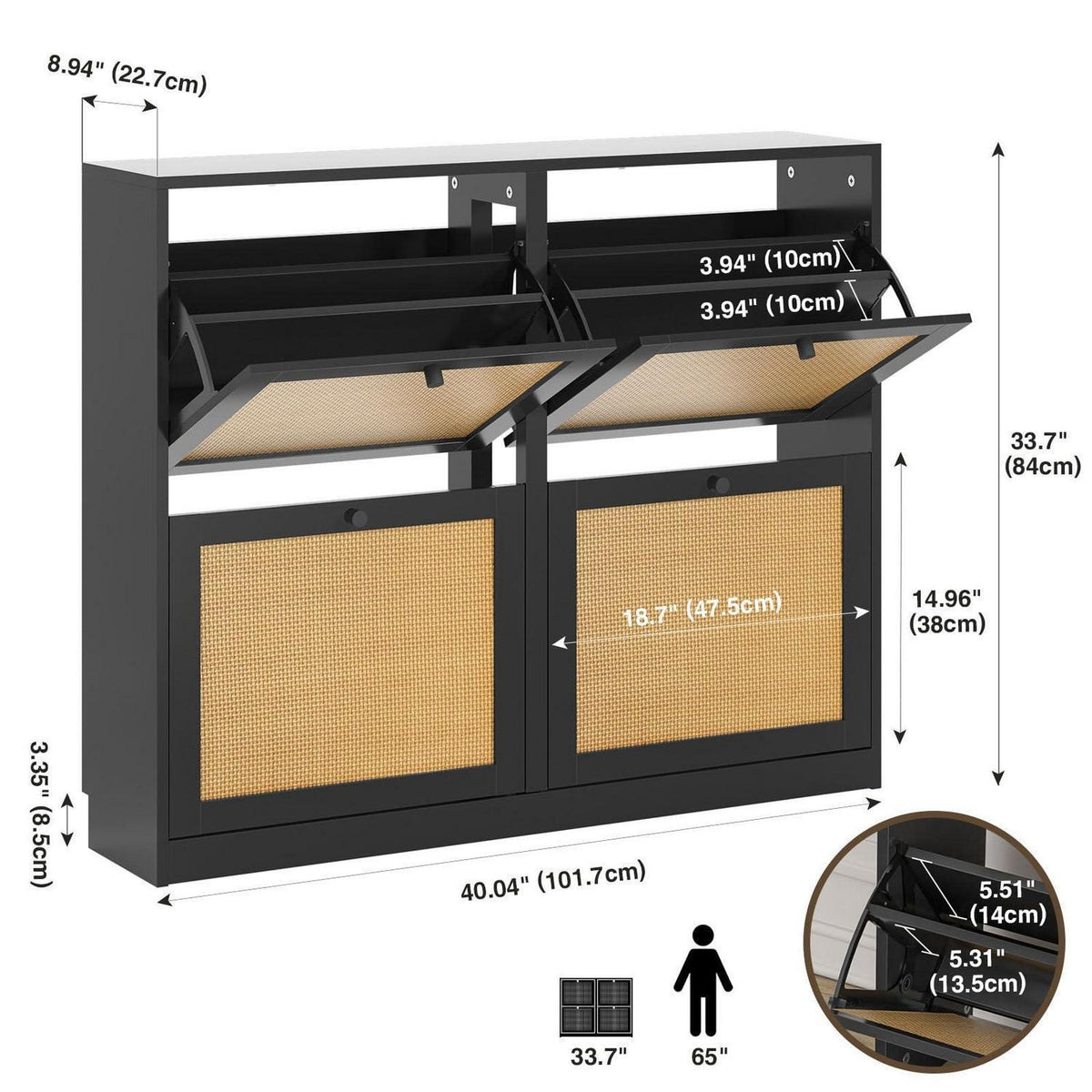 Schuhschrank 4 Klappen – Platzsparender Schuhregal für 16-24 Paar