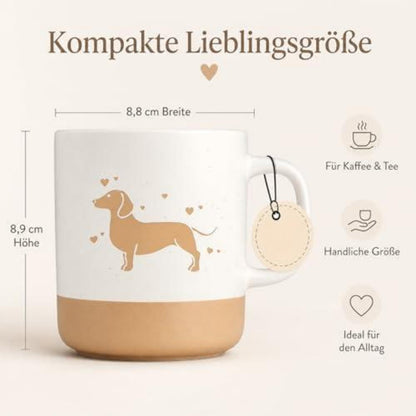 Dackel Tasse – Keramik Kaffeebecher 360ml – Spülmaschinenfest & Mikrowellengeeignet