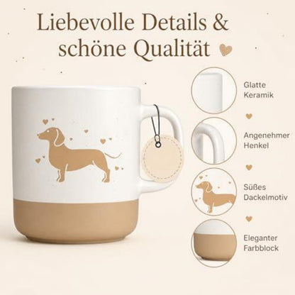 Dackel Tasse – Keramik Kaffeebecher 360ml – Spülmaschinenfest & Mikrowellengeeignet