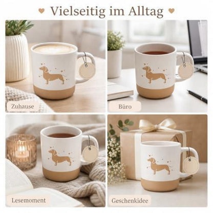 Dackel Tasse – Keramik Kaffeebecher 360ml – Spülmaschinenfest & Mikrowellengeeignet
