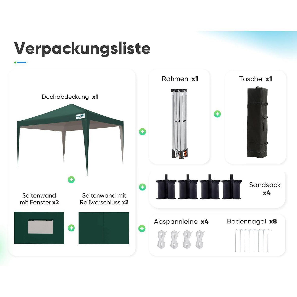 3x3m Faltpavillon wasserdicht mit Seitenwänden & Zubehör