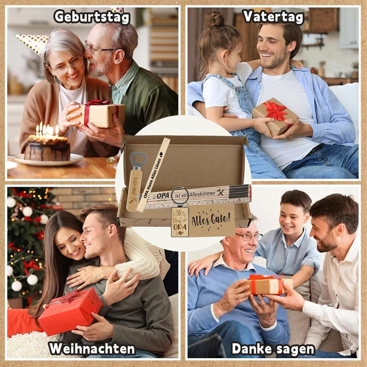 Opa Geschenkset: Zollstock, Bleistift & Co. in Geschenkbox