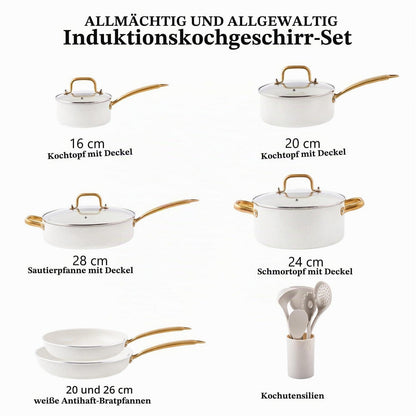Induktions Kochgeschirr Set mit Antihaftbeschichtung & Kochutensilien