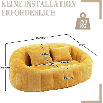 Zweisitzer Boneless Couch mit Memory Schaum – Gelb