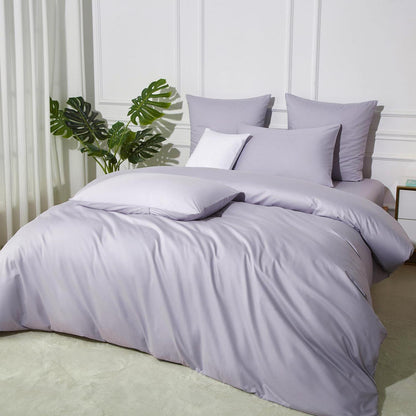 Baumwoll Bettwäsche Set Lila 220x240 cm | 3-teilig