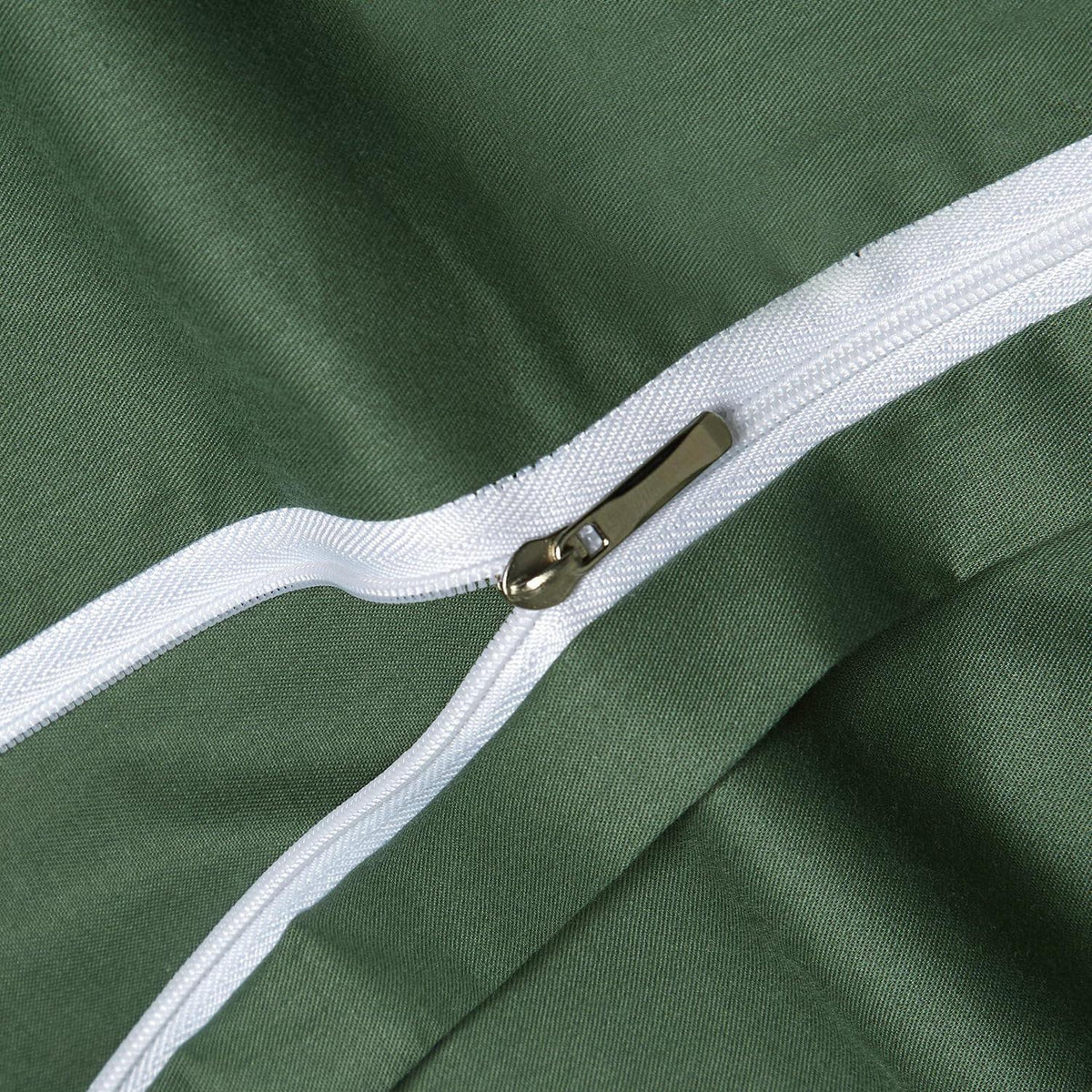 Baumwoll Bettwäsche Set 200x200 Grün Dunkelgrün Uni