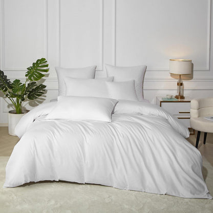 Baumwoll Bettwäsche Set 220x240 Weiß – 3-teilig, Atmungsaktiv