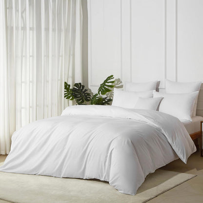 Baumwoll Bettwäsche Set 220x240 Weiß – 3-teilig, Atmungsaktiv