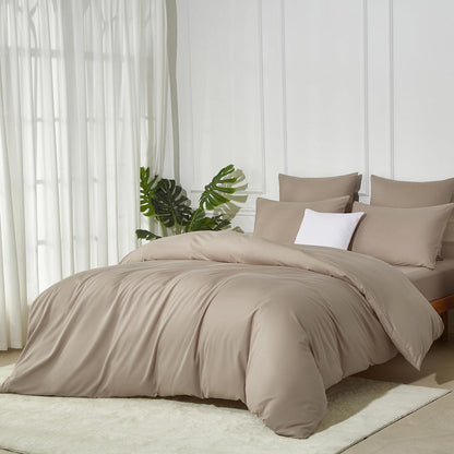 Bettwäsche-Set 220x240 Baumwolle Khaki Taupe – 3-teilig