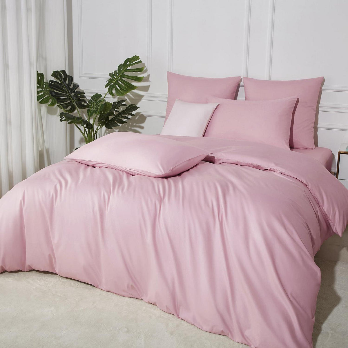 Bettwäsche-Set 220x240 Baumwolle Rosa – Weich & Atmungsaktiv