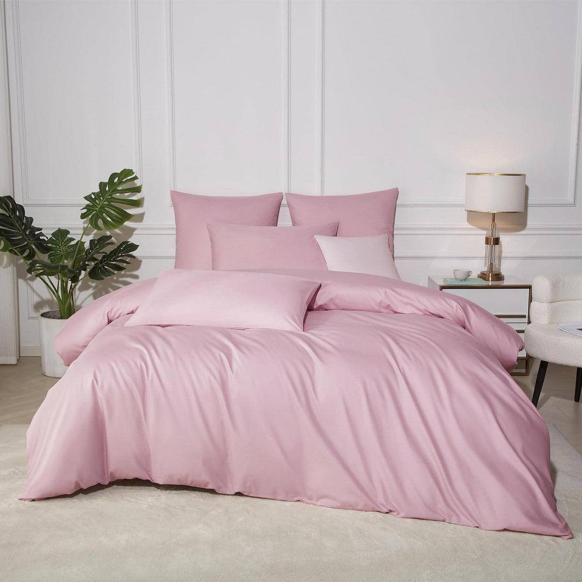 Bettwäsche-Set 220x240 Baumwolle Rosa – Weich & Atmungsaktiv