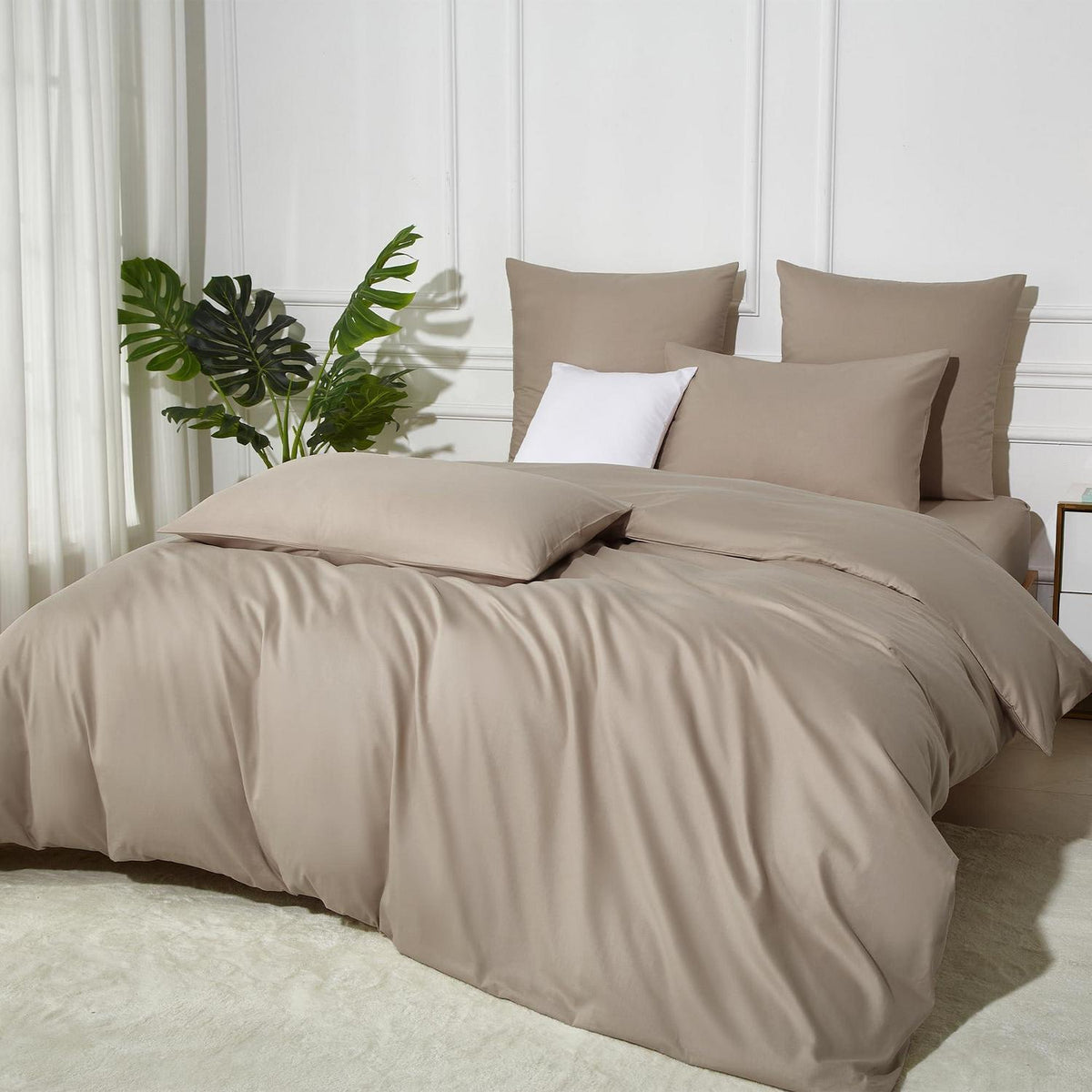 Bettwäsche Set 200x200 Baumwolle Khaki – Weich & Atmungsaktiv