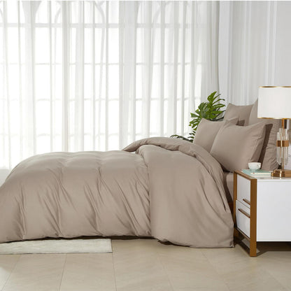 Bettwäsche-Set 135x200 Baumwolle Khaki Taupe Uni