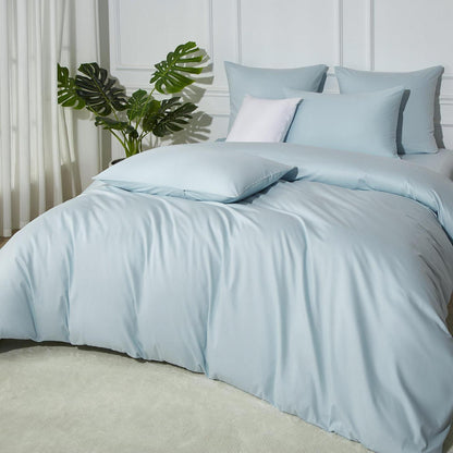 Baumwoll Bettwäsche Set 220x240 Blau Hellblau 3-teilig