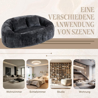 Zweisitzer Boneless Couch mit Memory Schaum – Schwarz
