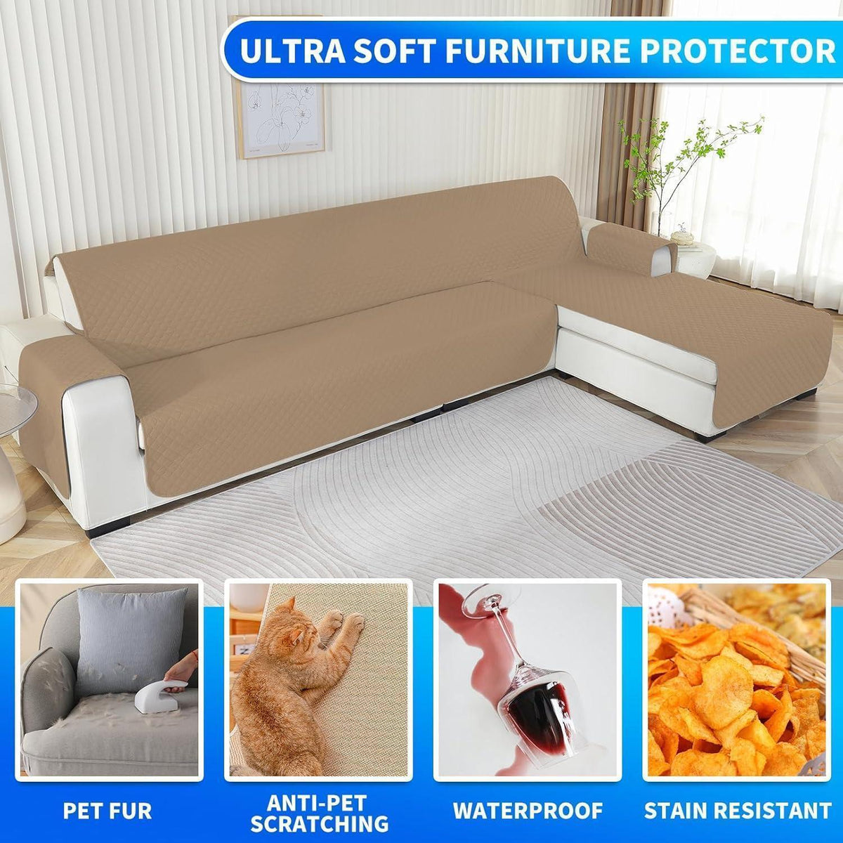 Wasserdichter Sofabezug L-Form 3 Sitzer – Schutz für Ihr Sofa