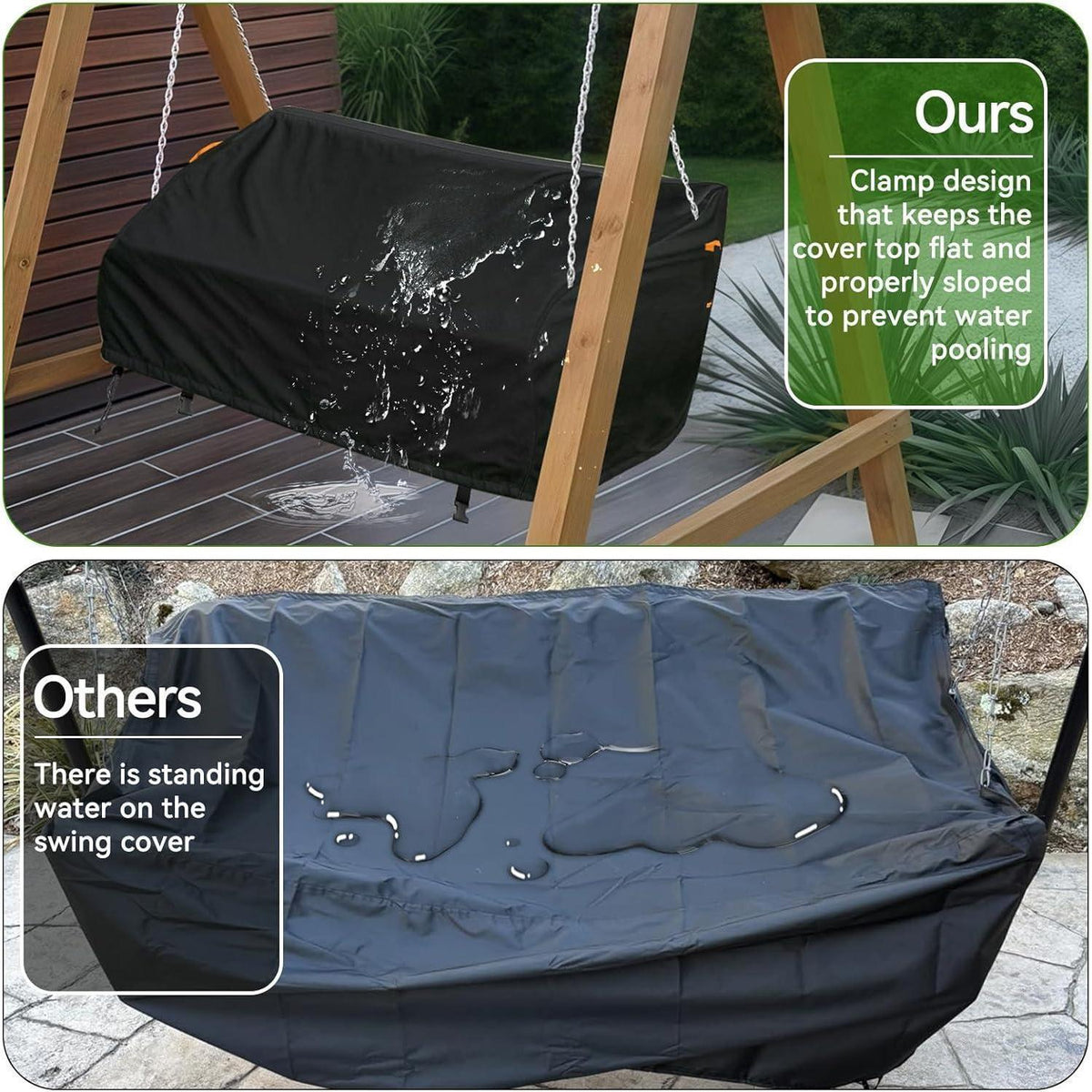 Veranda-Schaukel Abdeckung 600D Wasserdicht UV-Schutz Schwarz