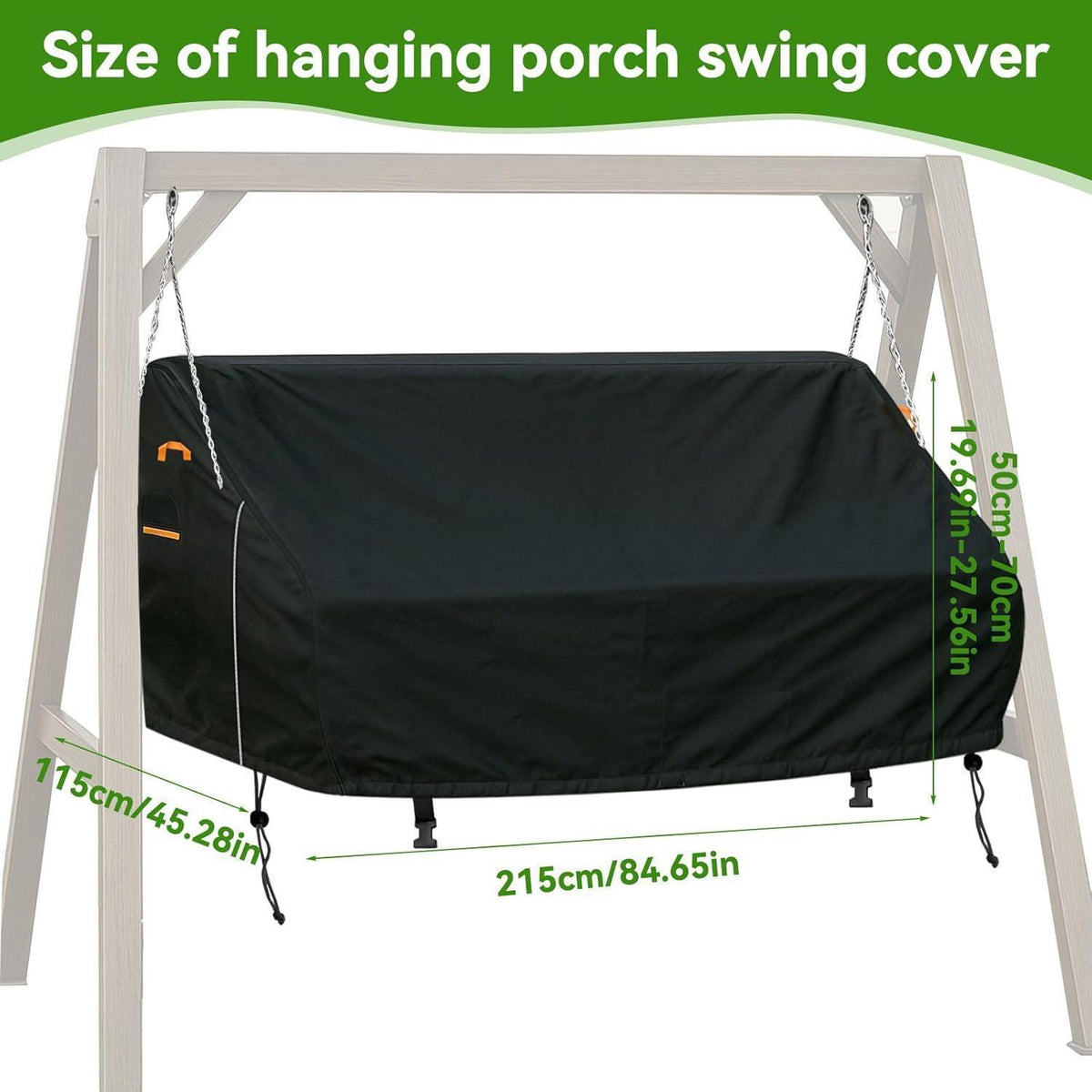 Veranda-Schaukel Abdeckung 600D Wasserdicht UV-Schutz Schwarz