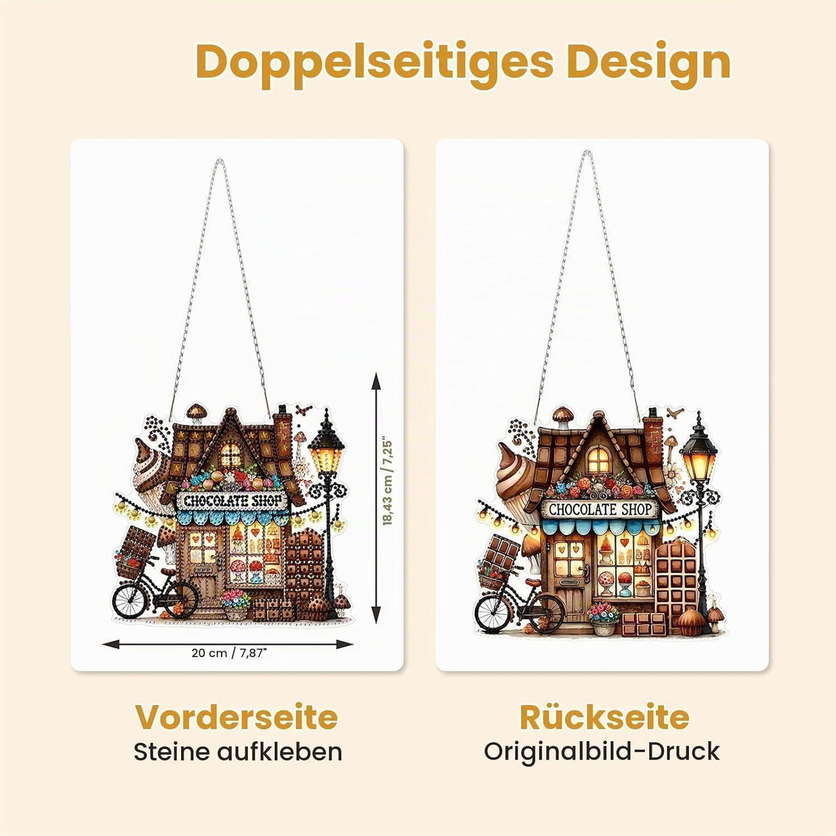 Diamant Painting Anhänger mit Kette – DIY Fensterbild 20x20cm