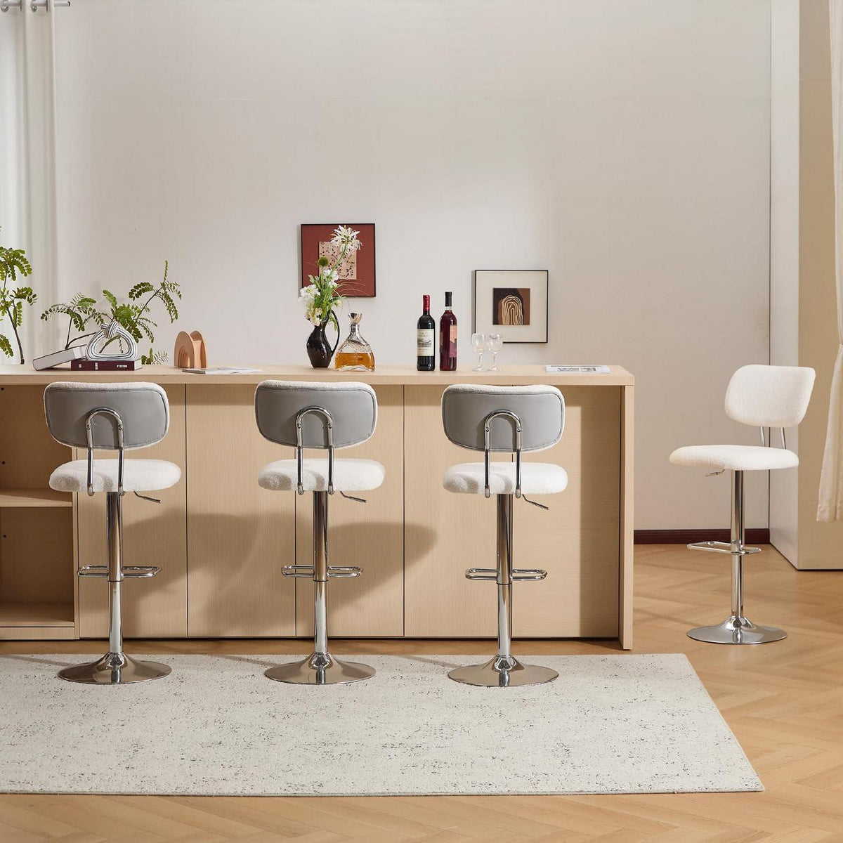 Barhocker Set 4er Grau, Höhenverstellbar & 360° Drehbar