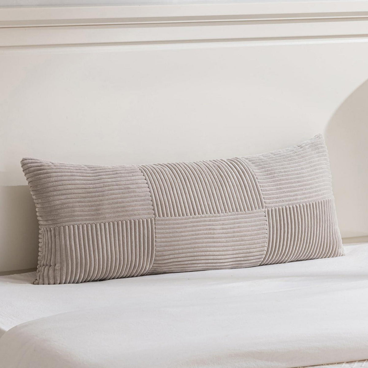 Taupe Kissenbezug 40x145 cm - Weiches Kordsamt, Boho Deko