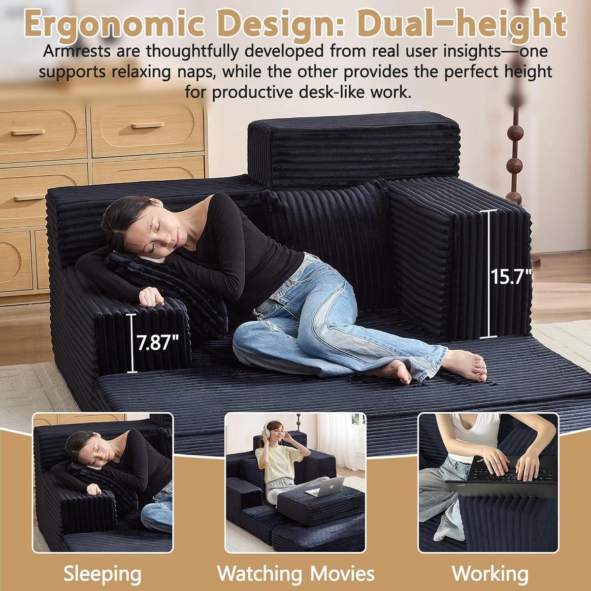 Schlafsofa Cord – Bequemes Schlafsessel für Wohnzimmer & Gästezimmer