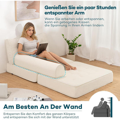Faltbares Schlafsofa 3-in-1 – Schlafsessel & Sitzsack Beige
