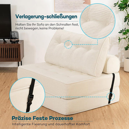 Faltbares Schlafsofa 3-in-1 – Schlafsessel & Sitzsack Beige