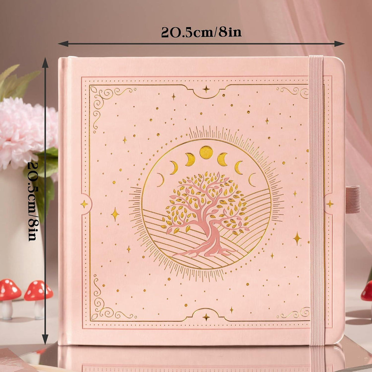 Tagebuch mit Lebensbaum – Punktraster, 20,5x20,5 cm