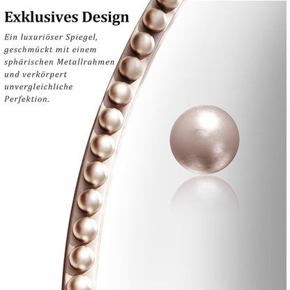Runder Wandspiegel 80cm mit PU-Perlenrahmen in Silber – Retro Design