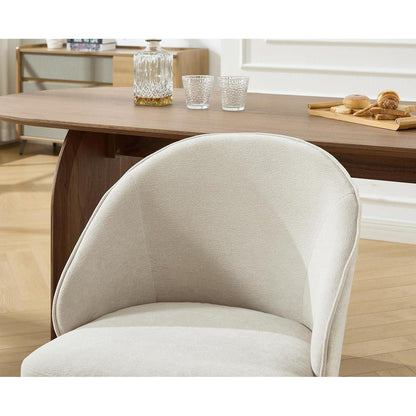 Esszimmerstühle 2er Set, Chenille Polsterstuhl mit Holzbeinen, Beige