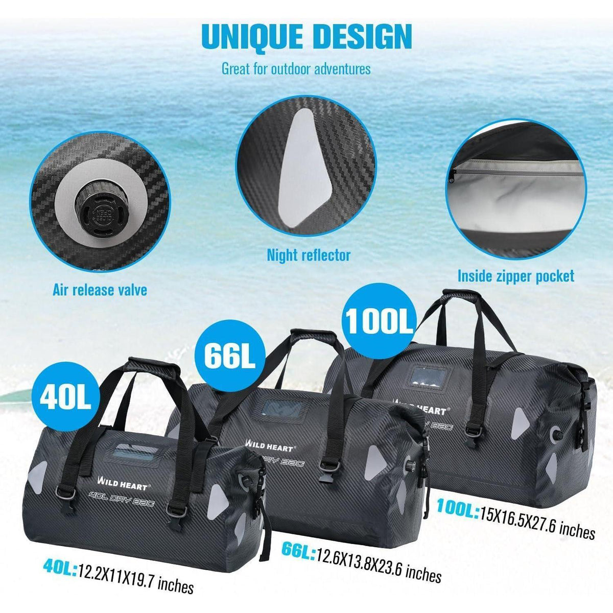 Wasserdichte Reisetasche 66L für Motorrad & Outdoor