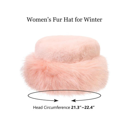 Damen Fellmütze mit Leopardenmuster, warm und weich, Einheitsgröße Rosa