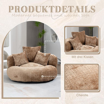 Lazy Sofa mit Hohem Rücken & 3 Kissen – Lounger Sitzsack Sofa Braun