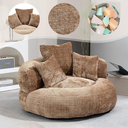 Lazy Sofa mit Hohem Rücken & 3 Kissen – Lounger Sitzsack Sofa Braun