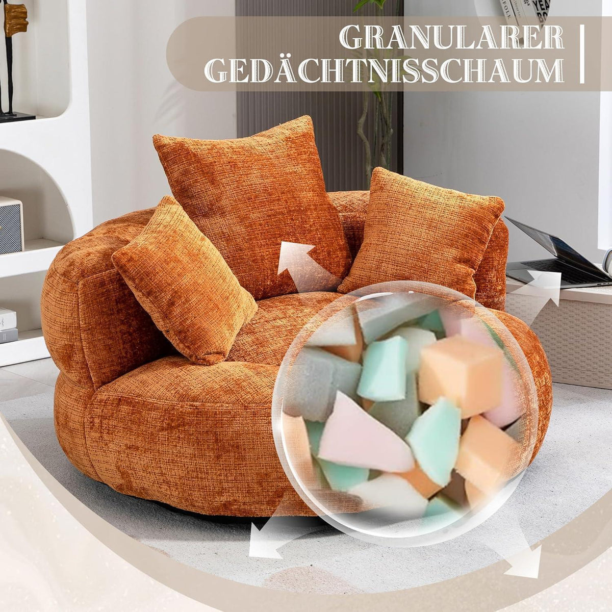 Boneless Lounger Sitzsack Sofa | Chenille Lazy Sofa für Gaming & Entspannung