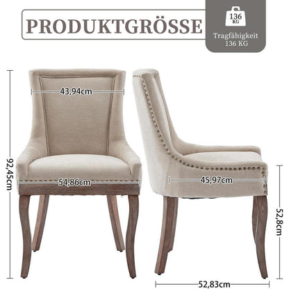 Bequeme Esszimmerstühle 4er-Set mit Stoffbezug & Holzbeinen