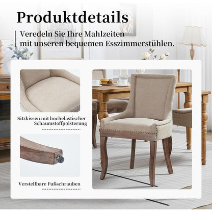 Bequeme Esszimmerstühle 4er-Set mit Stoffbezug & Holzbeinen