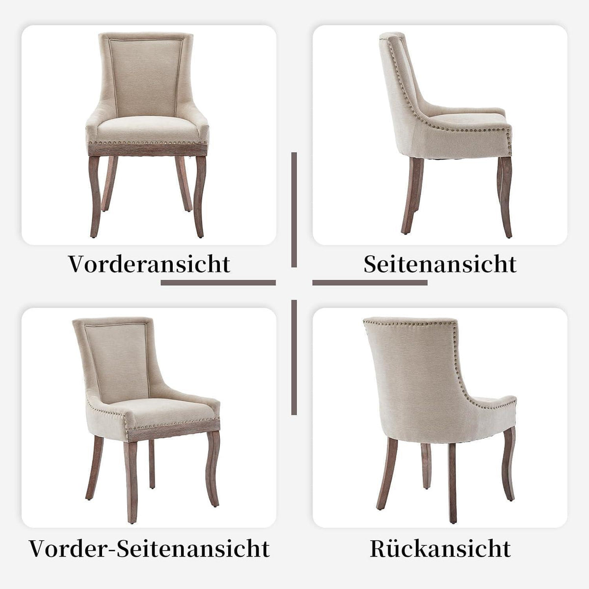 Bequeme Esszimmerstühle 4er-Set mit Stoffbezug & Holzbeinen