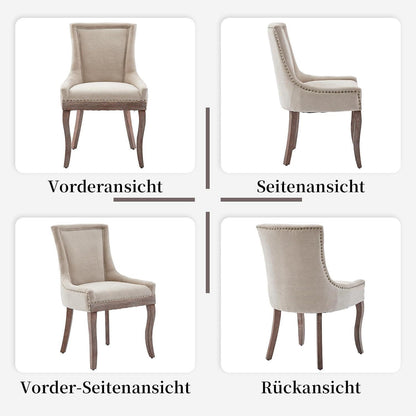 Bequeme Esszimmerstühle 4er-Set mit Stoffbezug & Holzbeinen