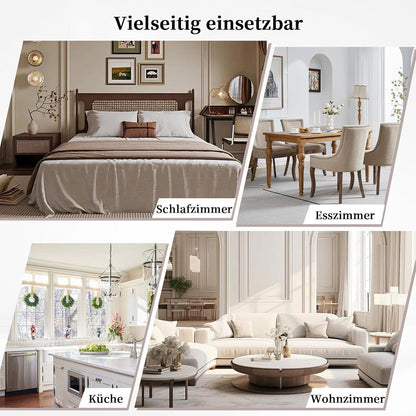 Bequeme Esszimmerstühle 4er-Set mit Stoffbezug & Holzbeinen