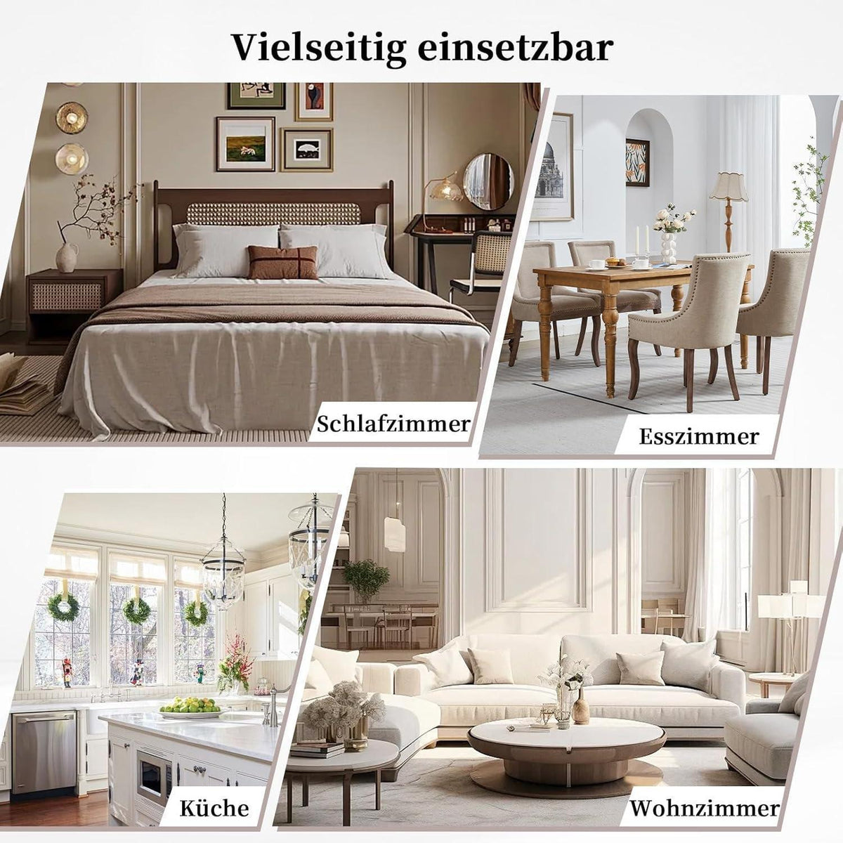 Bequeme Esszimmerstühle 6er Set mit Stoffbezug & Ziernägeln