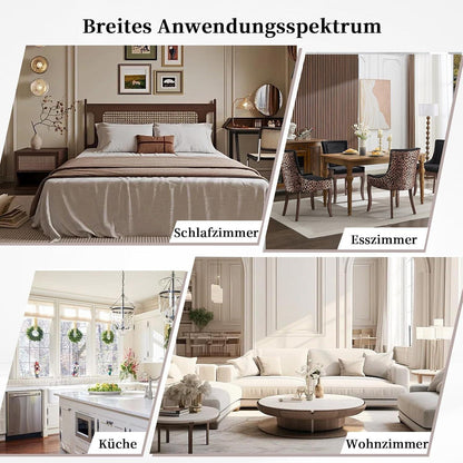 Esszimmerstuhl Set 4er – Leopardenmuster, Stoffbezug & Massivholz