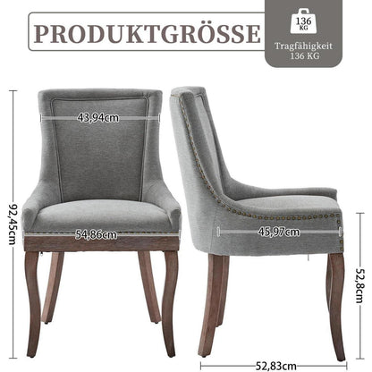 Esszimmerstuhl Set Grau – Bequemer Polsterstuhl mit Holzbeinen