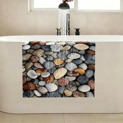 Rutschfeste Duschmatte 120x150cm Kieselmuster mit Ablaufloch