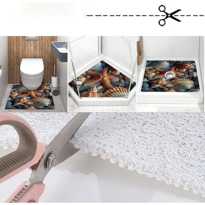Rutschmatte Dusche 90x120cm – Seestern-Muster, Rutschfest & Ablaufloch