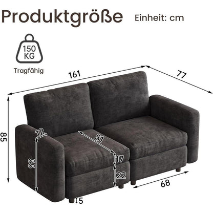 Modulares Sofa Dunkelgrau mit Schlaffunktion – Bequeme Eckcouch