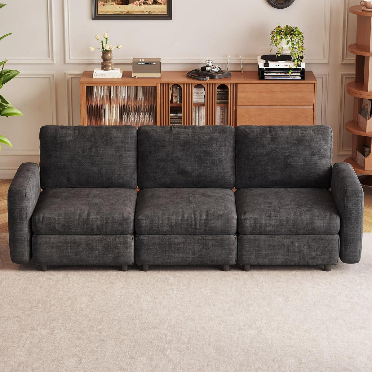Modulares Sofa Dunkelgrau mit Schlaffunktion – Bequeme Eckcouch